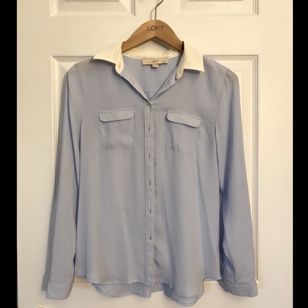 LOFT XSP baby blue blouse